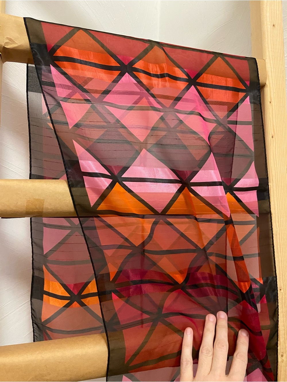 Red Geometric Scarf - Picture 2 of 3